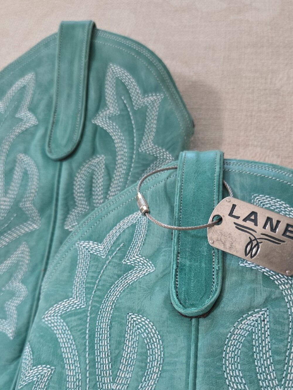 Women's Teal Leather Western Boots - Teal - Picture 5 of 11